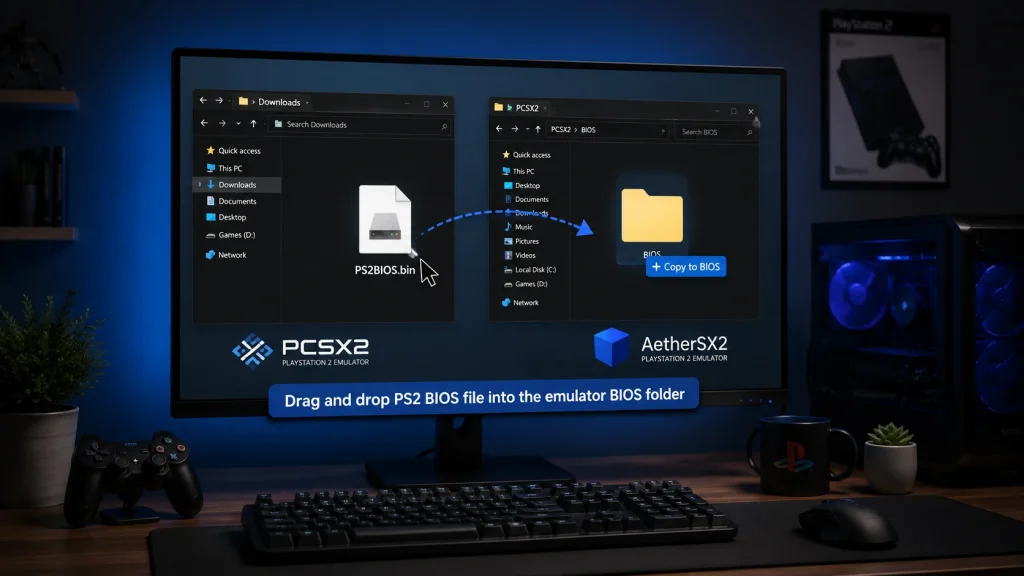 How to install PS2 BIOS on PCSX2 and AetherSX2 emulators