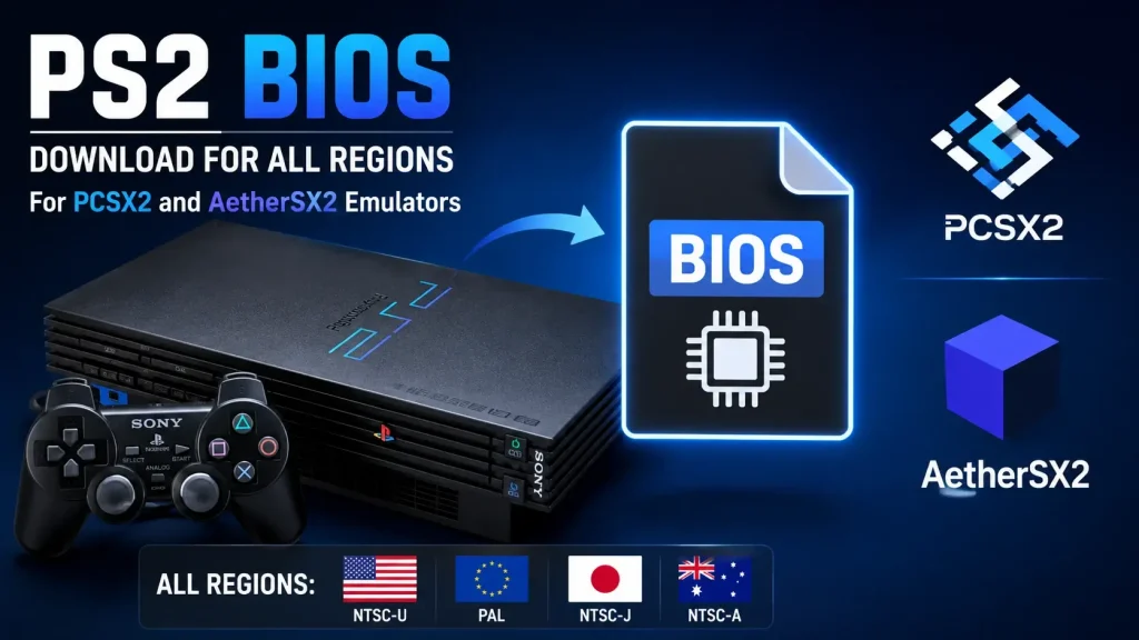 PS2 BIOS download for all regions for PCSX2 and AetherSX2 emulators